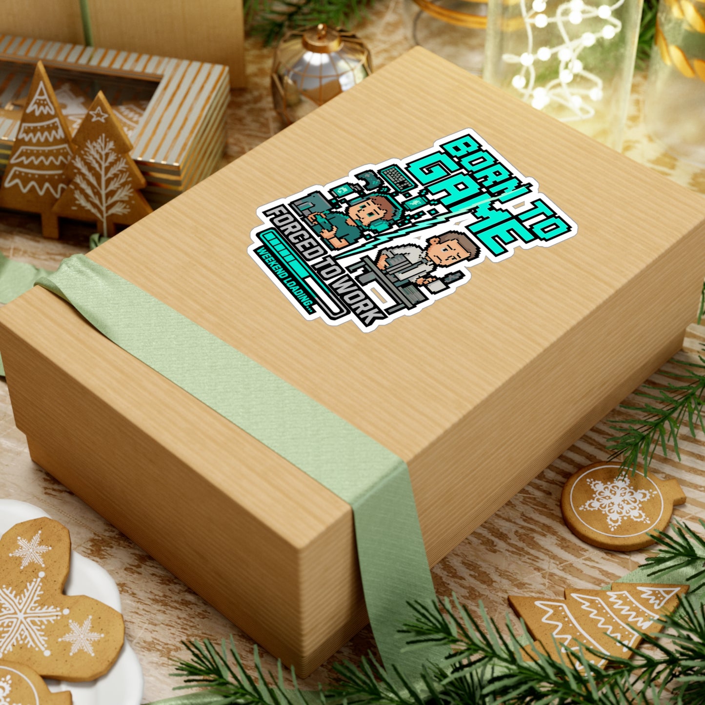 Gaming Sticker "Born To Game Forced To Work" – Funny Gamer Decals for Laptop, Video Games Vinyl, Waterproof for Water Bottle