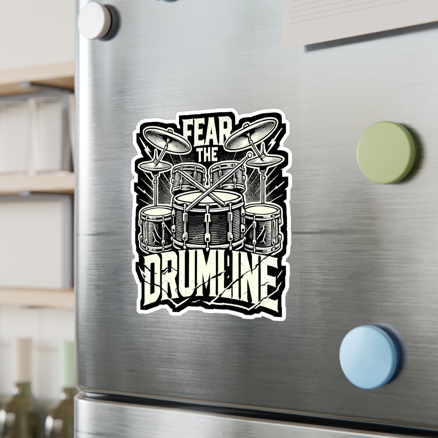 Fear The Drumline - Drummer Sticker for Laptop Sticker. Water Bottle Sticker, Vinyl Drumming Decal - Drummer Gift