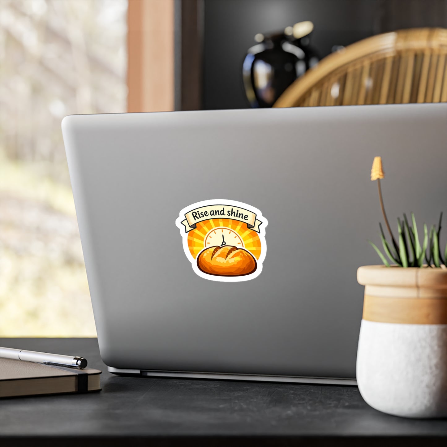 Baking Sticker Rise and Shine Sourdough Baker Decals Waterproof Vinyl for Laptop Water Bottle Funny Soggy Bread Design