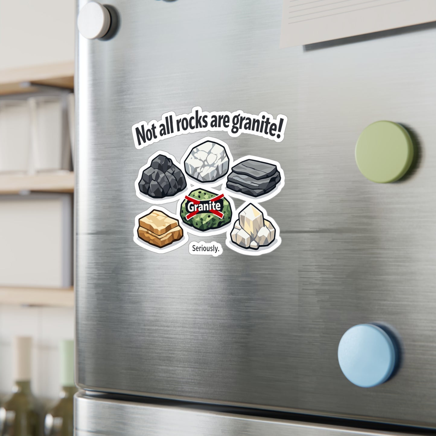 Geologie Sticker "Not All Rocks Are Granite!" Funny Geology Decals Waterproof Vinyl for Laptop, Water Bottle Mineral Tectonics Theme