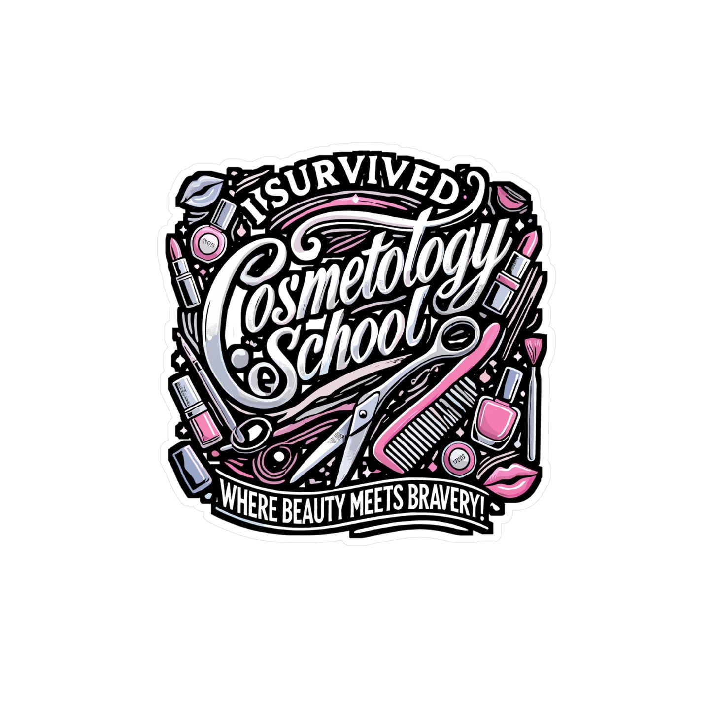I Survived Cosmetology School - Esthetician Sticker for Laptop Sticker. Water Bottle Sticker, Vinyl Dermatologist Decal - Esthetician Gift
