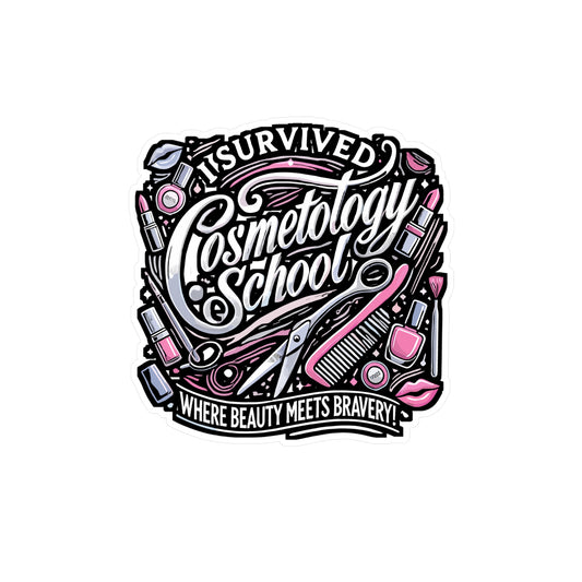 I Survived Cosmetology School - Esthetician Sticker for Laptop Sticker. Water Bottle Sticker, Vinyl Dermatologist Decal - Esthetician Gift