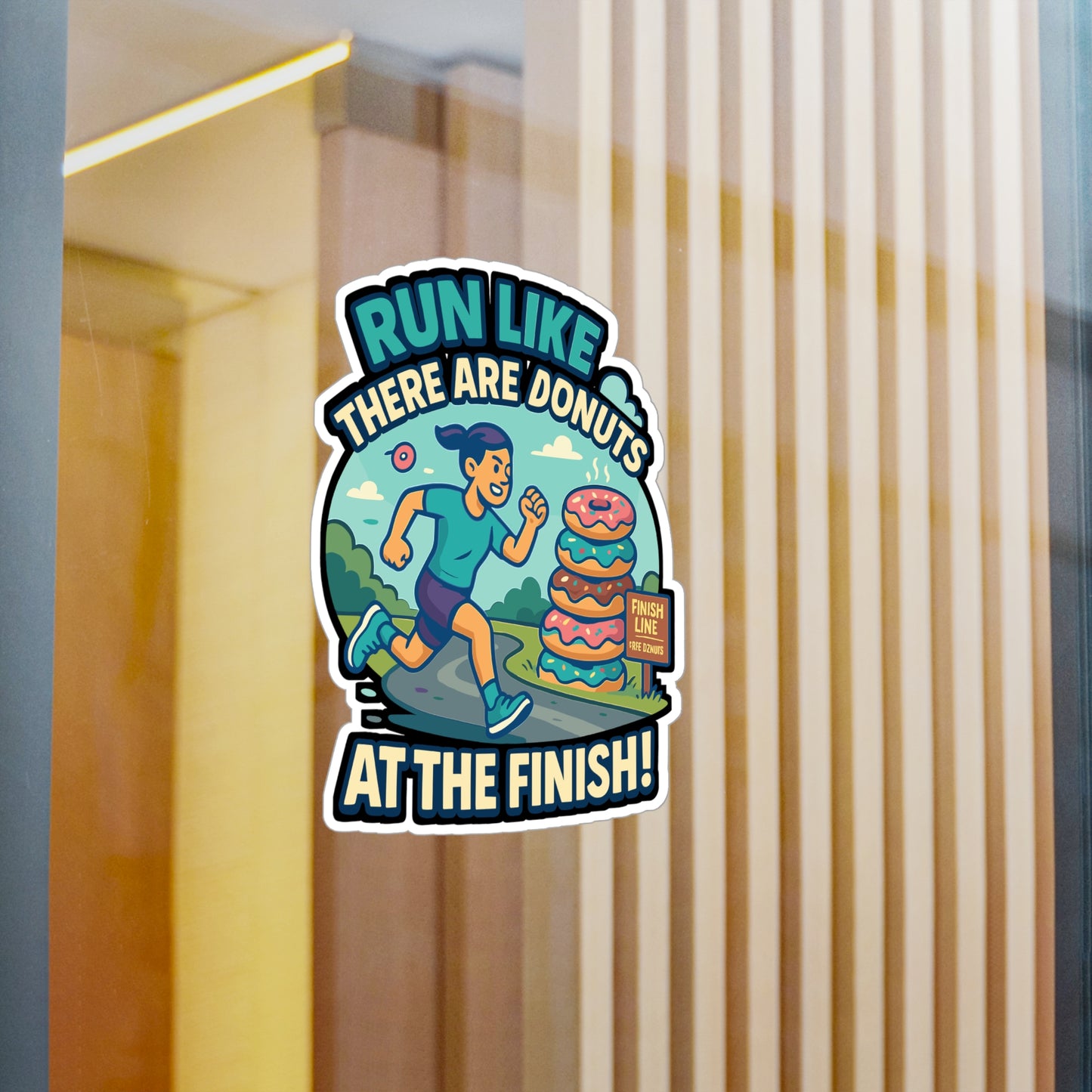 Run Like There Are Donuts At The Finish - Running Sticker for Water Bottle, Laptop - Gift for Runners, Athletes, Fitness Lovers