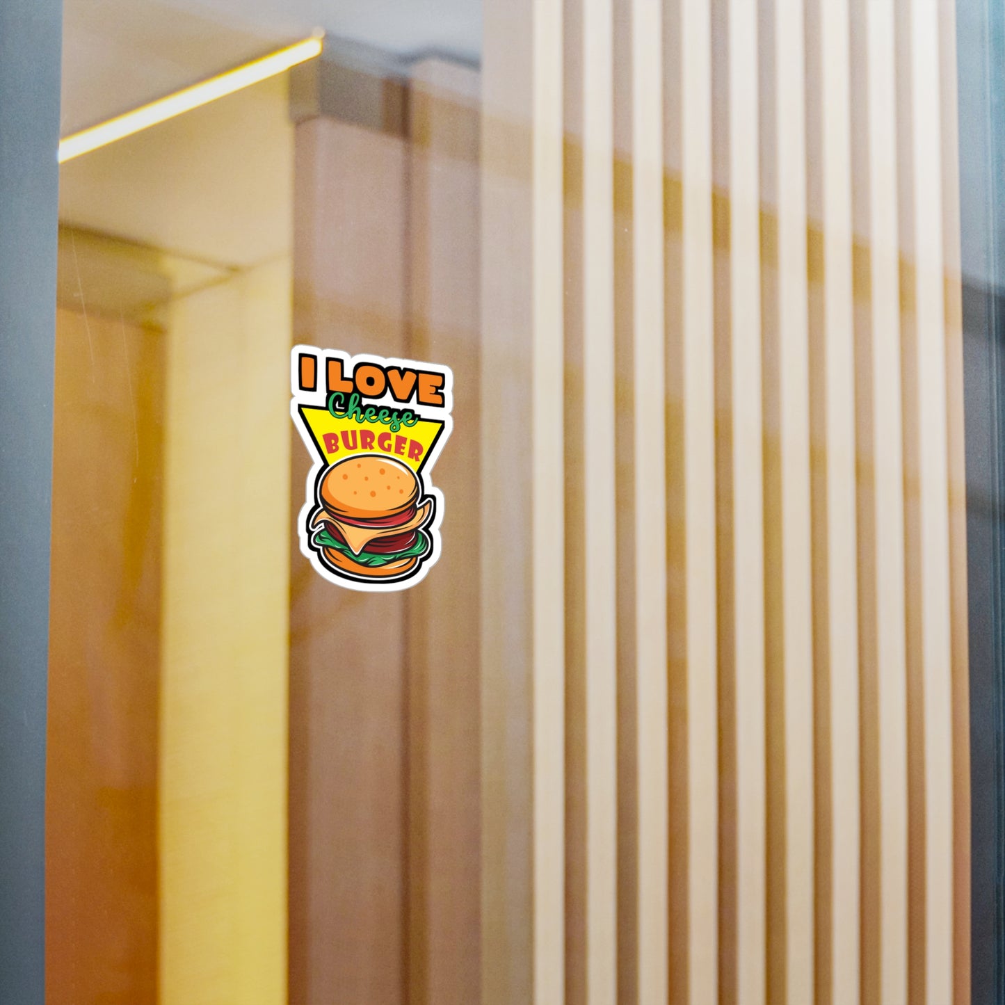 I Love Cheese Burger - Fastfood Sticker for Laptop Sticker. Water Bottle Sticker, Vinyl Fast food Decal - Fastfood Gift