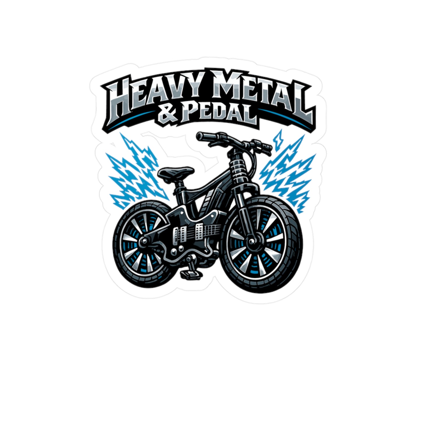 E-Bike Sticker Heavy Metal & Pedal Design, Waterproof Vinyl Decals for Electric Bike, Laptop or Water Bottle, eCycling e Cyclist Gift