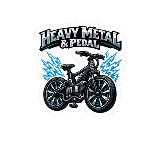 E-Bike Sticker Heavy Metal & Pedal Design, Waterproof Vinyl Decals for Electric Bike, Laptop or Water Bottle, eCycling e Cyclist Gift