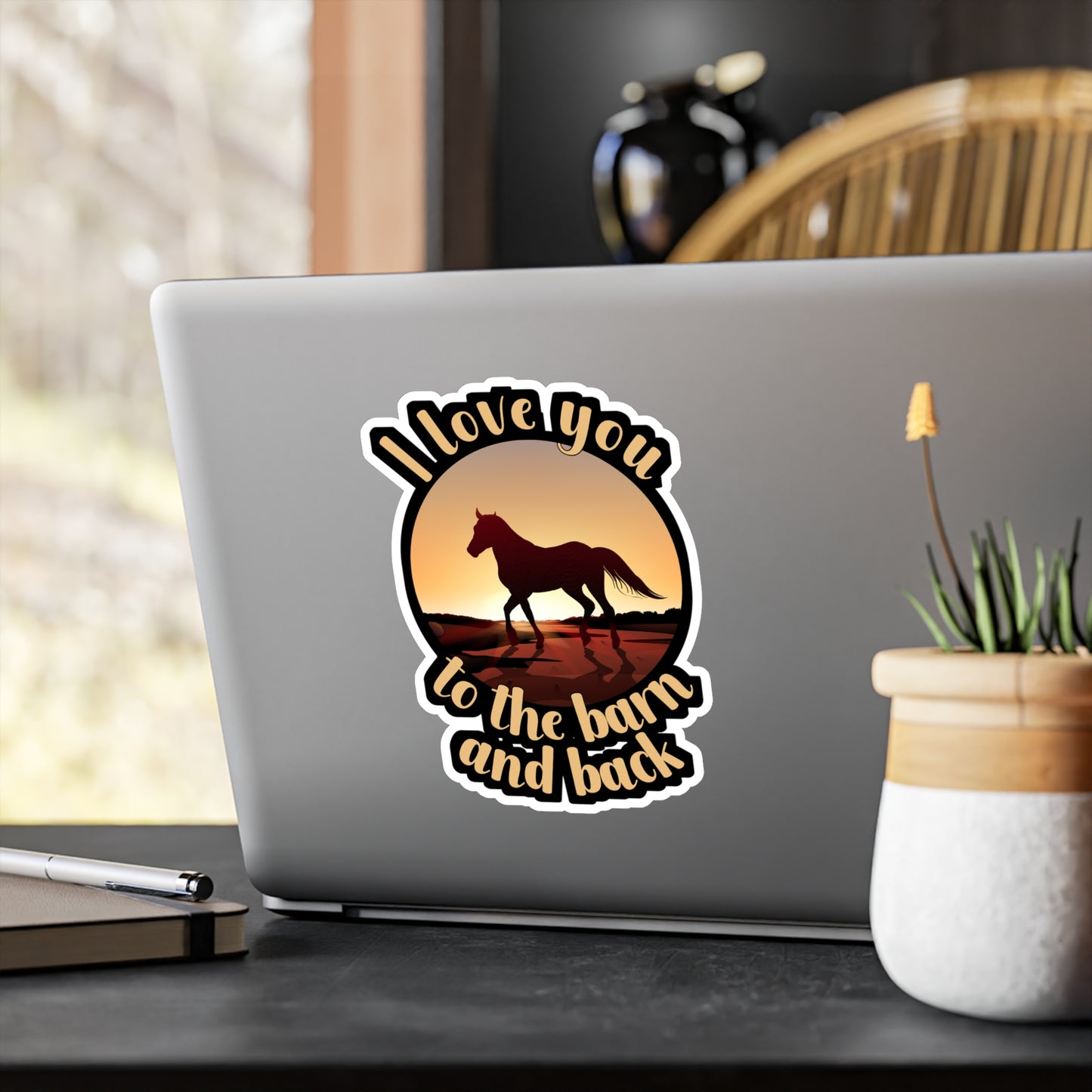 I Love You To The Barn And Back - Horse Sticker for Wall, Laptop, Window, Truck, Car Horse Gift Vinyl Barn Decal Sticker