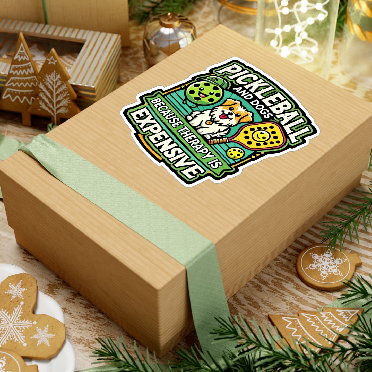 Pickleball And Dogs Because Therapy Is Expensive - Pickleball Sticker for Laptop Sticker. Water Bottle Sticker, Vinyl Dink Decal - Pickleball Gift