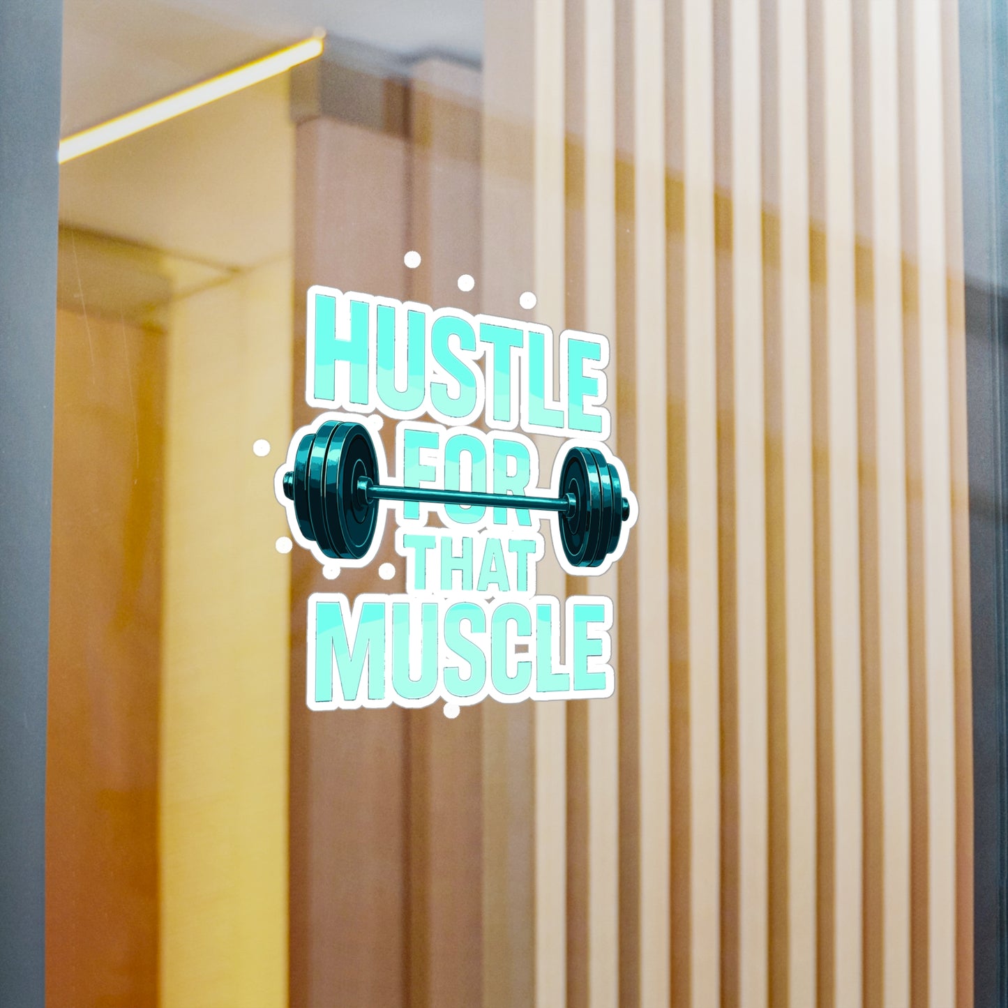Fitness Sticker – "Hustle For That Muscle" Motivational Decals for Laptop & Water Bottle, Bodybuilding Strength Vinyl, Waterproof