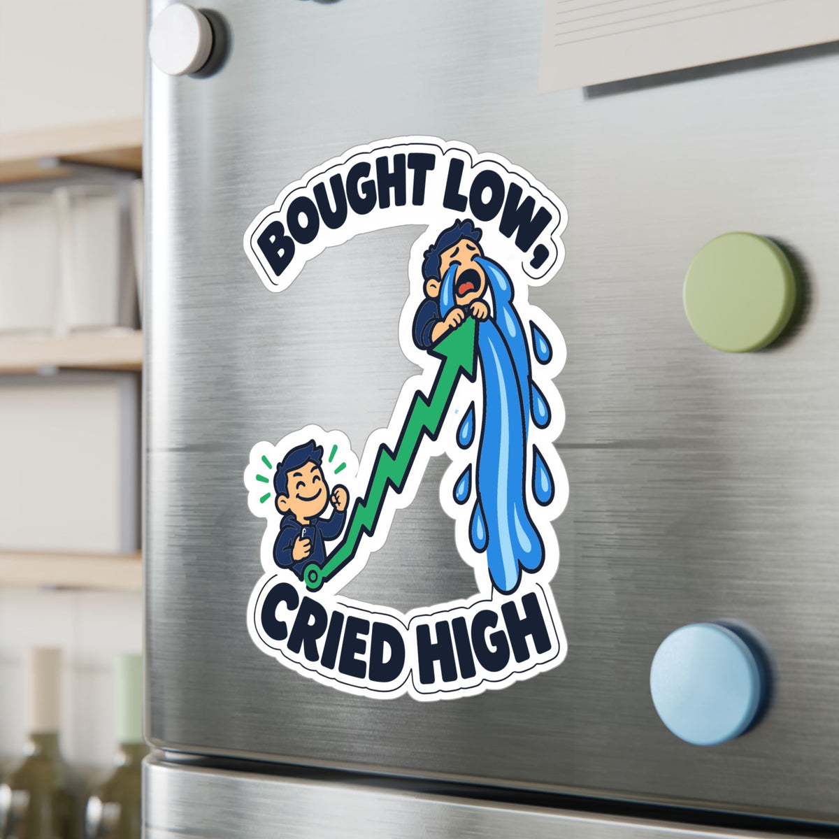 Day Trading Sticker – Bought Low, Cried High – Funny Decals for the Stock Market and Forex Trader, Laptop or Water Bottle