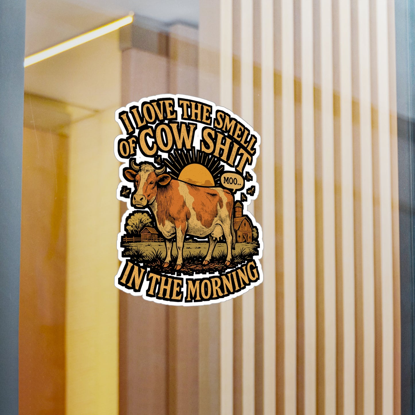 I Love The Smell of Cow Shit in the Morning – Funny Cow Sticker for Laptop or Water Bottle | Farm Life Vinyl Decal, Gag Gift for Farmers