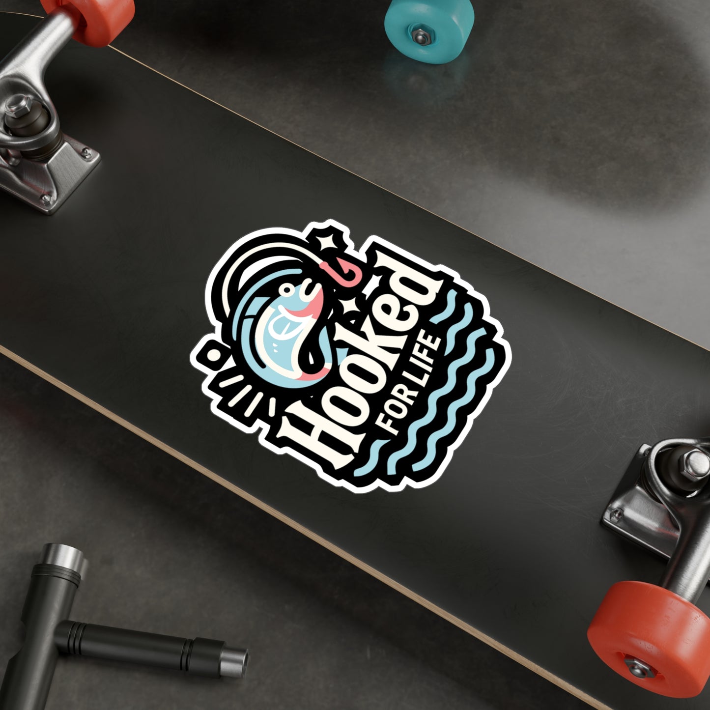 Hooked for life - Fishing Sticker for Car Window Laptop Sticker. Water Bottle Sticker, Vinyl Angling Decal, Lake Sticker - Fishing Gift