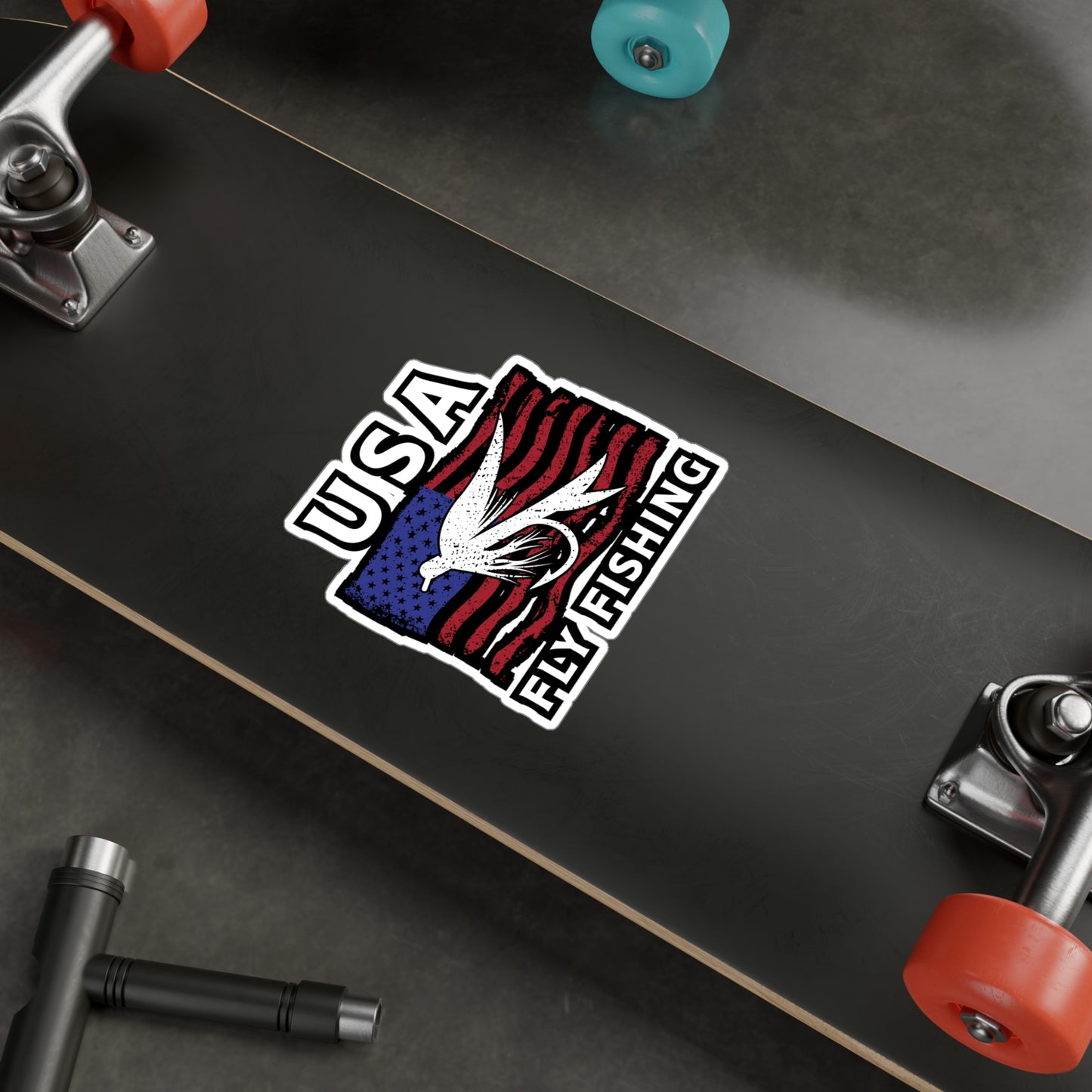 USA Fly Fishing | Fishing Sticker | Angling Decals | Lake Laptop Sticker | Fishing Gift | Angling Gift