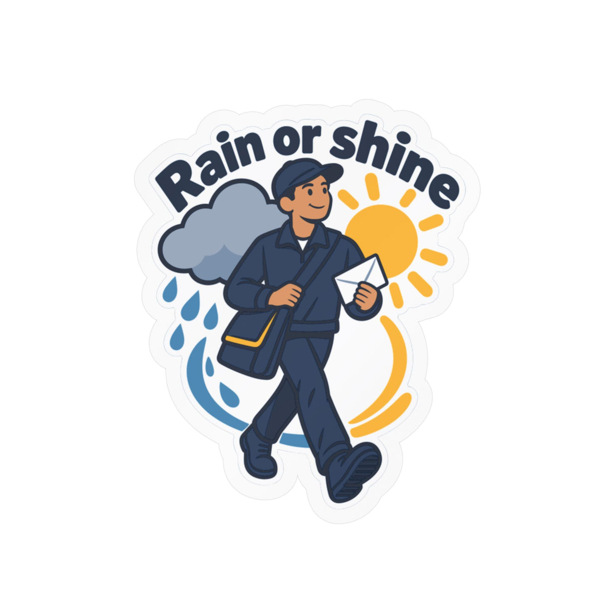 Postal Worker Sticker Rain or Shine Decals for Rural Carrier Mailbox, Waterproof Vinyl for Laptop and Water Bottle