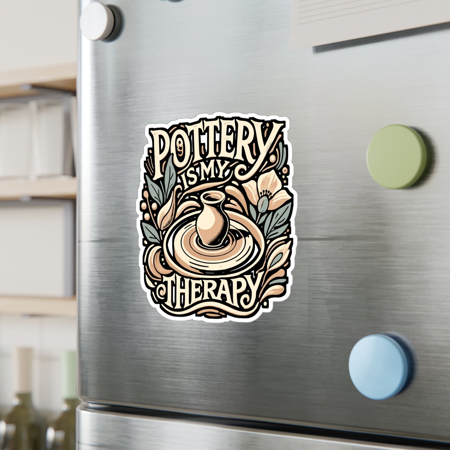 Pottery Is My Therapy – Vinyl Sticker for Laptop or Water Bottle | Ceramic Artist Gift, Clay Making Decal