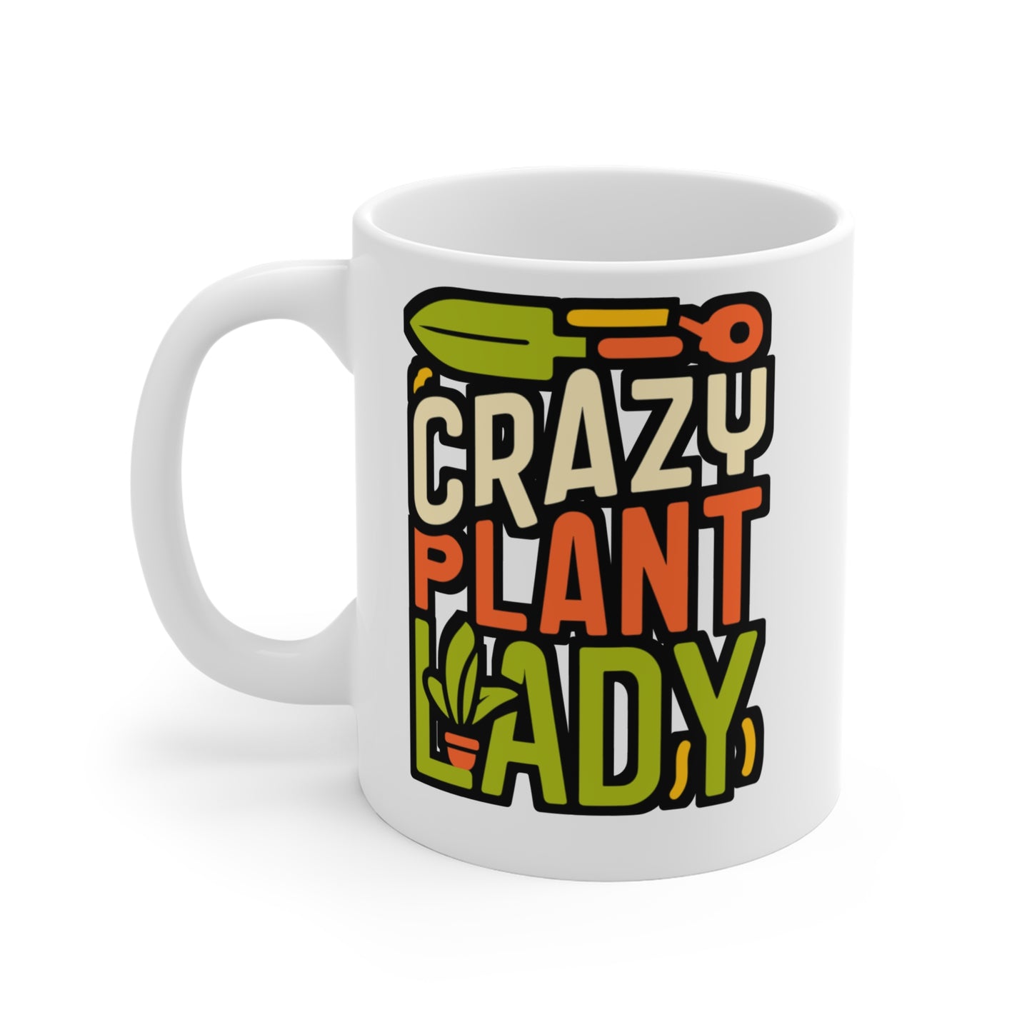 Crazy Plant Lady - Gardening Mug for Coffee 11oz. Gardening Cup, White ceramic, Landscaper Mug, Lawn-mower Tea Cup - Gardening Gift