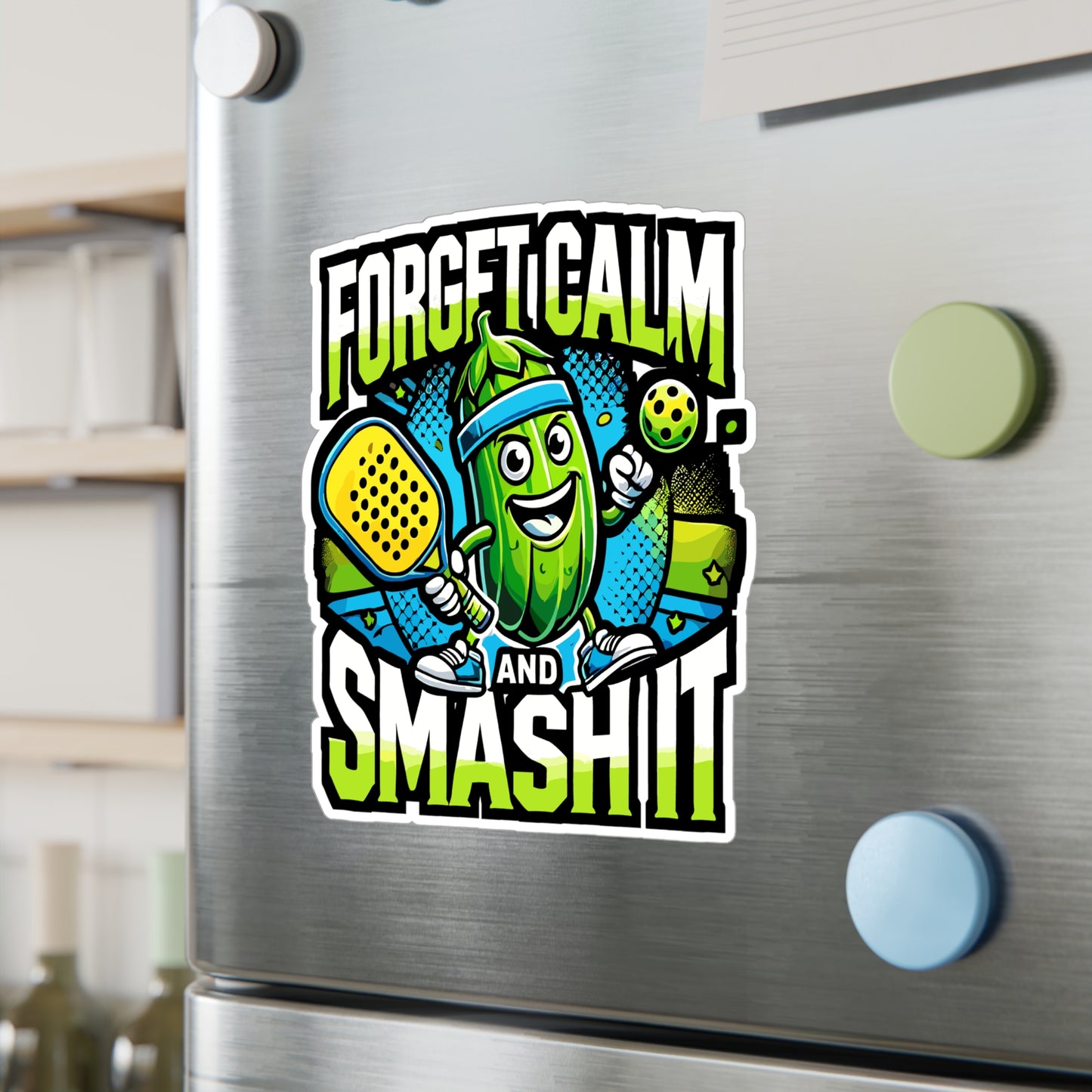 Forget Calm and Smash It  - Pickleball Sticker for Laptop Sticker. Water Bottle Sticker, Vinyl Dink Decal - Pickleball Gift