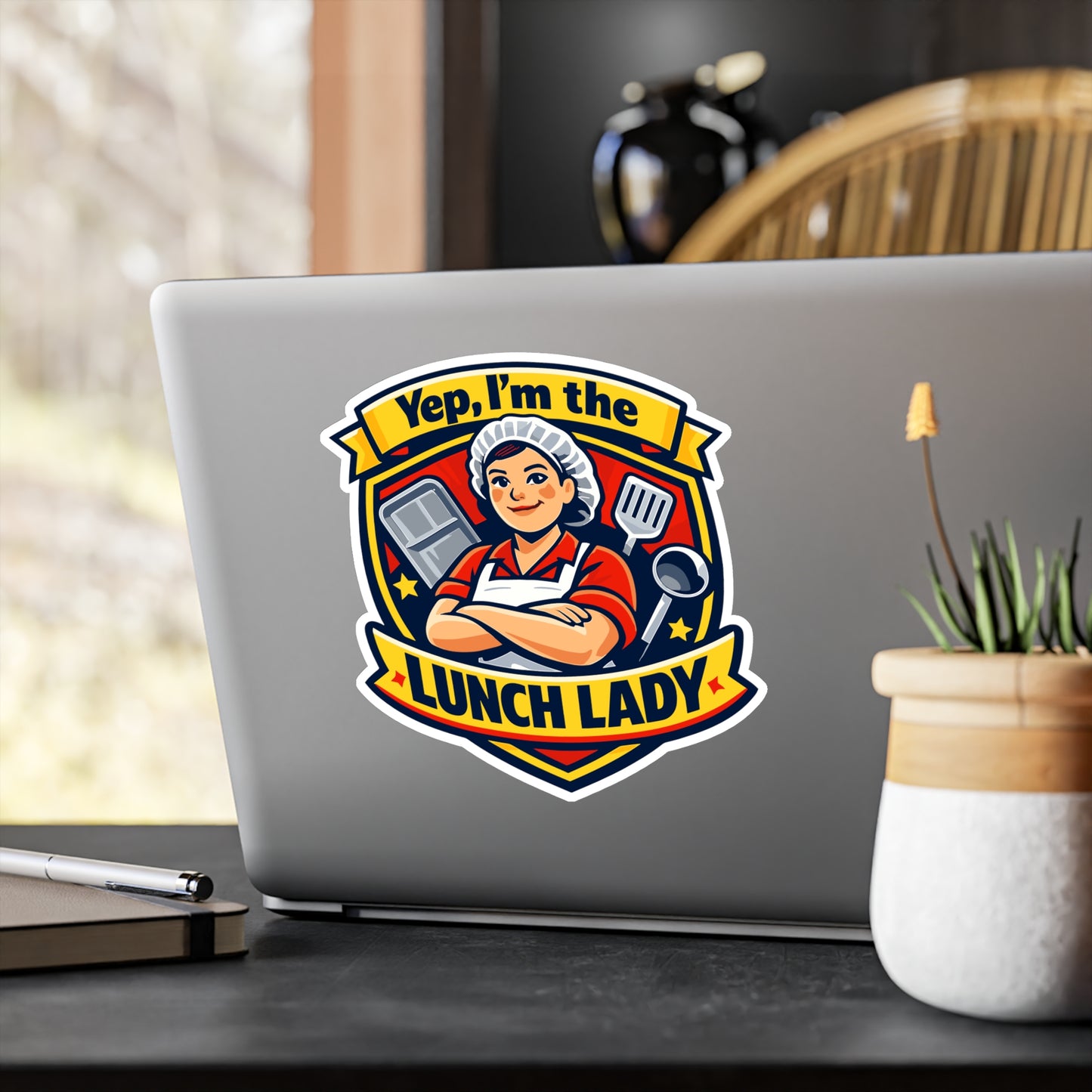 Lunch Lady Sticker Yep, I'm the Lunch Lady Funny School Canteen Vinyl Waterproof Decals for Laptop Water Bottle