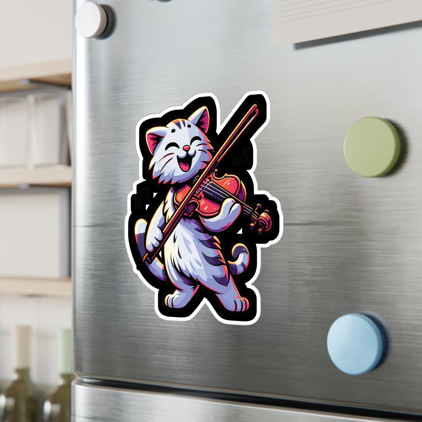 Musician Cat Violin - Violin Sticker for Car Window Laptop Sticker. Water Bottle Sticker, Vinyl Treble Decal, Pitch Sticker - Violin Gift