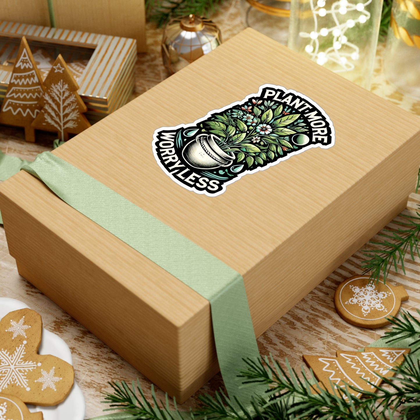 Plant More Worry Less - Gardening Sticker for Laptop Sticker. Water Bottle Sticker, Vinyl Plant Decal - Gardening Gift