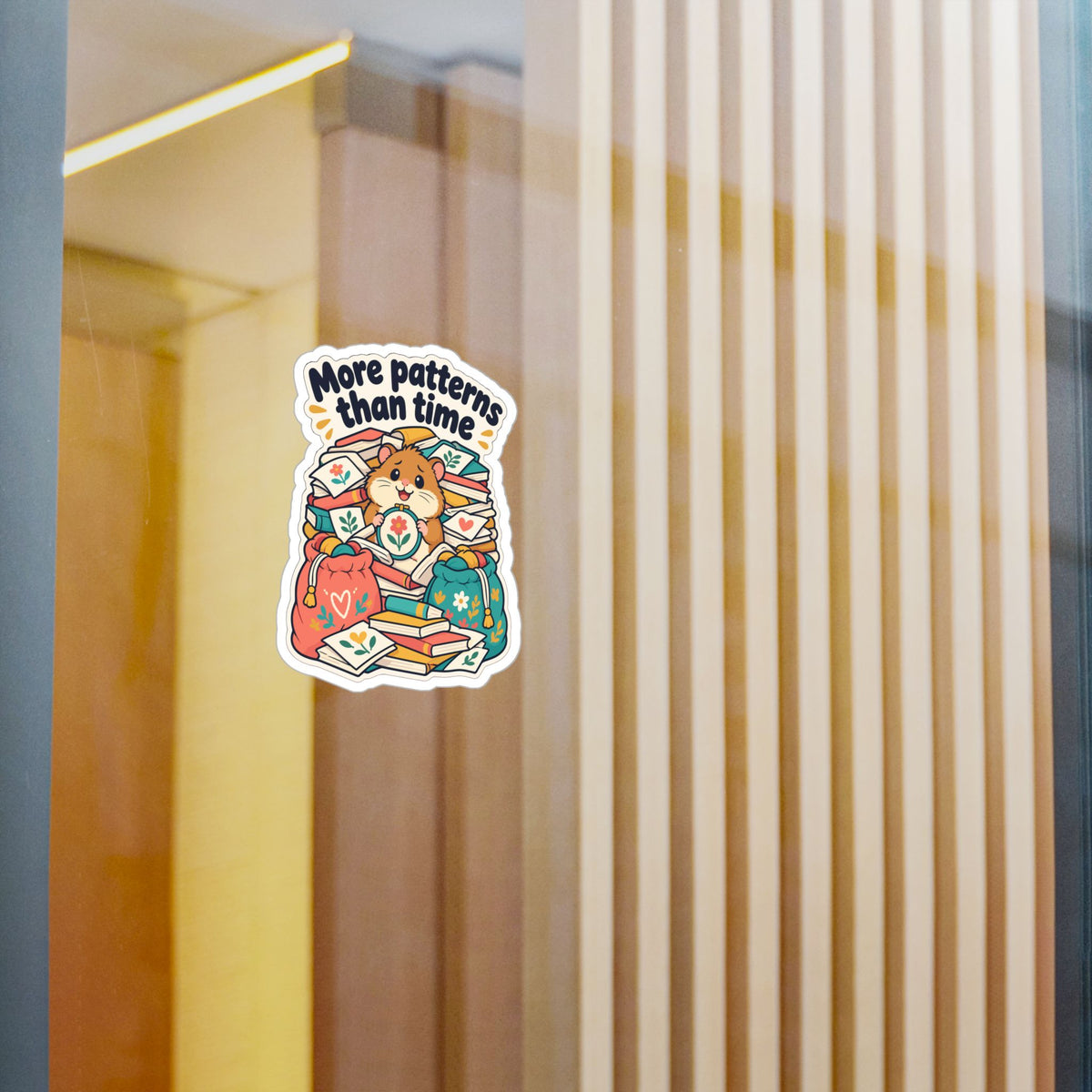 Embroidery Sticker – More Patterns Than Time – Needlework Decals for Stitching and Crafting Lovers, Laptop or Water Bottle