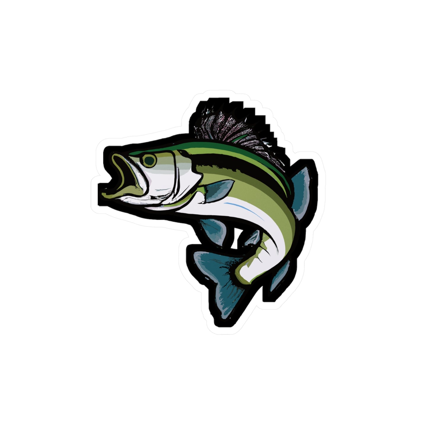 Jumping Bass Fish - Bass Sticker for Car Window Laptop Sticker. Water Bottle Sticker, Vinyl Fishing Decal, Aquatic Sticker - Bass Gift