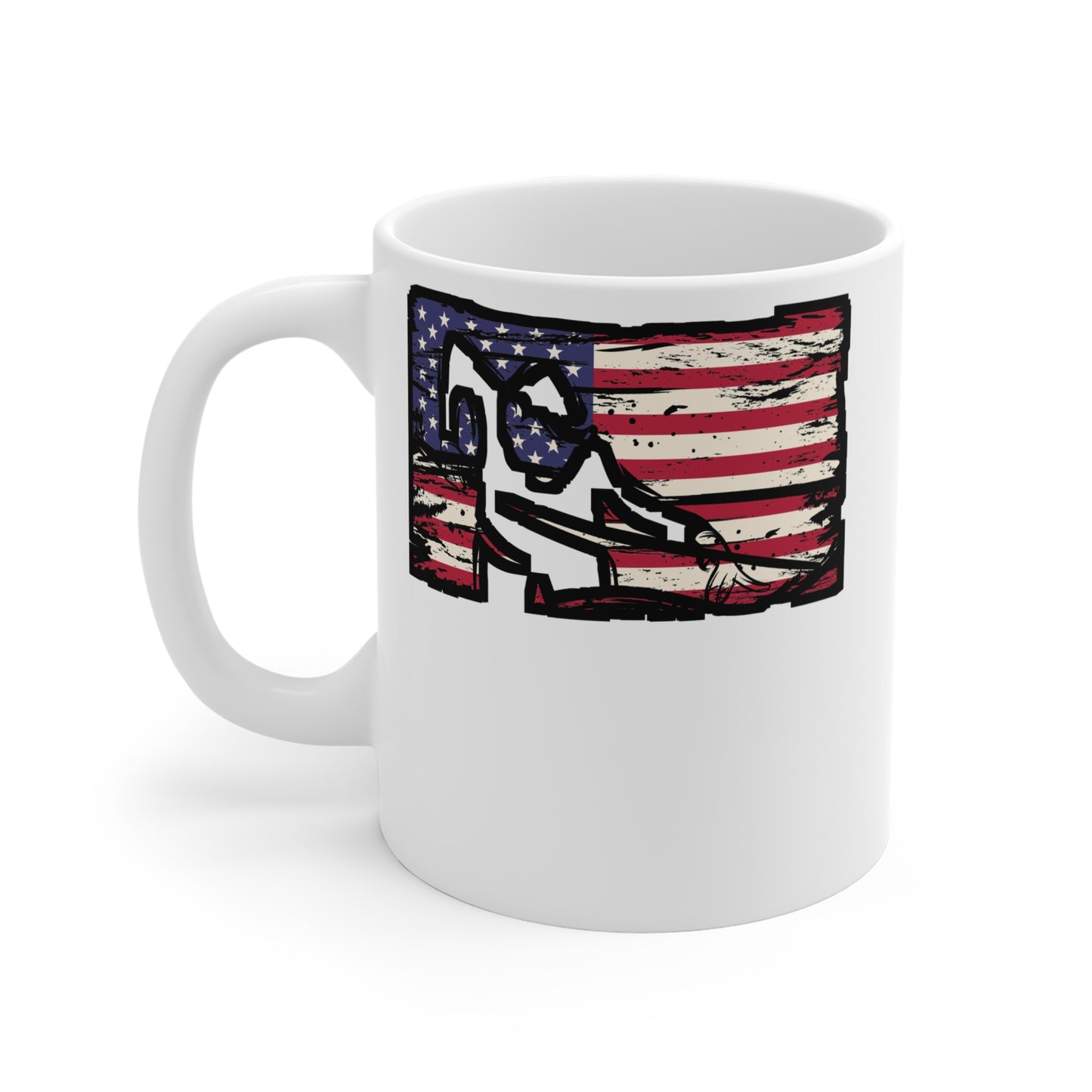 American Flag with Billiard Player - Billiards Mug for Coffee 11oz. Billiards Cup, White ceramic, Pool Mug, Chalk Tea Cup - Billiards Gift