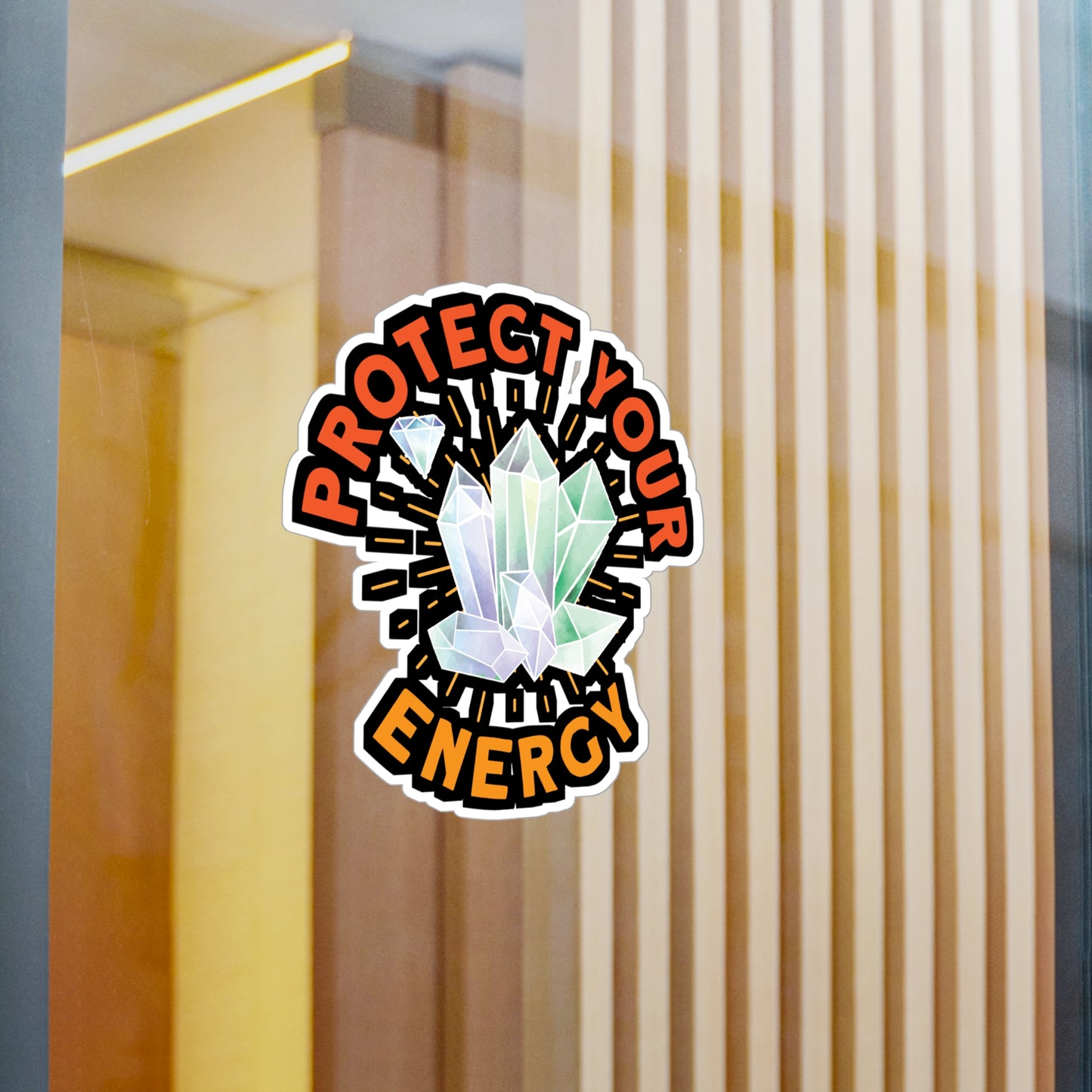 Protect Your Energy - Crystals Sticker for Laptop Sticker. Water Bottle Sticker, Vinyl Gemstones Decal - Crystals Gift