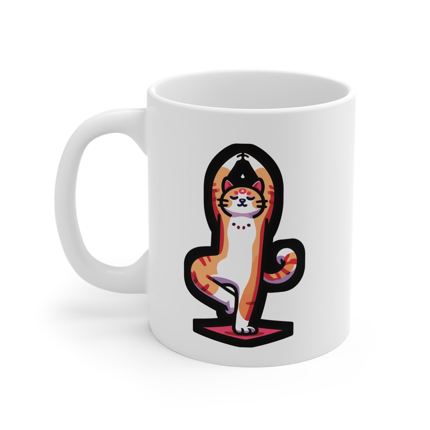 Yoga Namaste Cat - Yoga Mug for Coffee 11oz. Yoga Cup, White ceramic, Philoslothical Mug, Funny Tea Cup - Yoga Gift