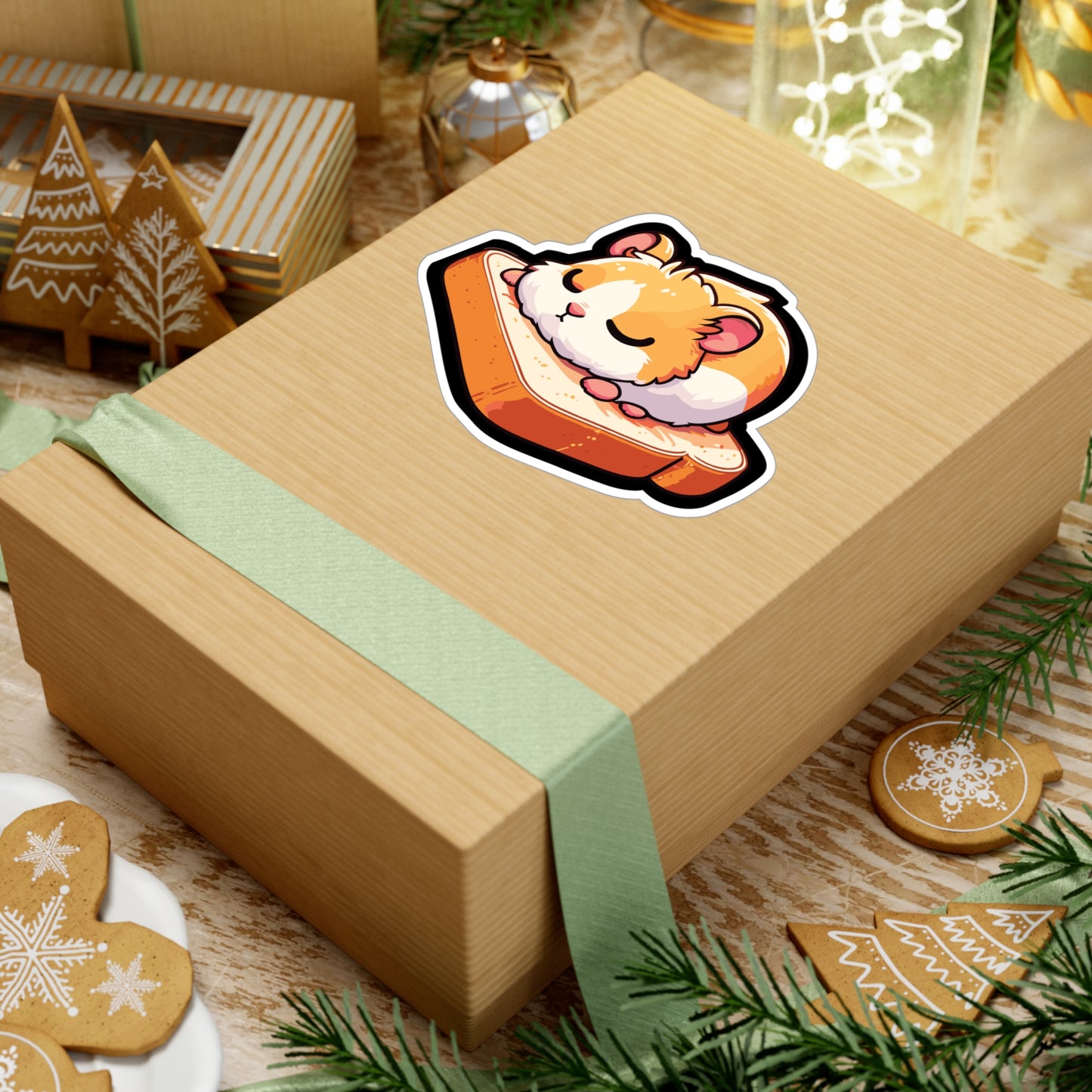 Hamster Sleeping on Toast - Hamster Sticker for Laptop Sticker. Water Bottle Sticker, Vinyl Toast Decal - Hamster Gift