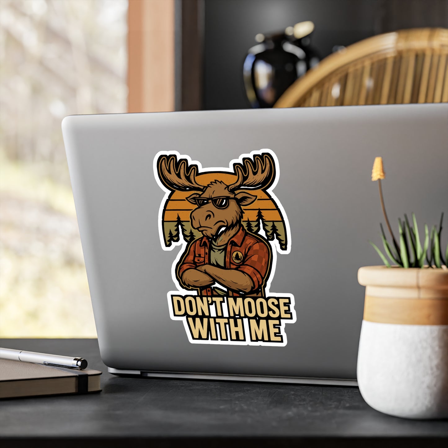 Moose Sticker Decals – "Don't Moose with Me" Funny Antlers, Deer & Fawn Design, Waterproof Vinyl for Laptop, Water Bottle