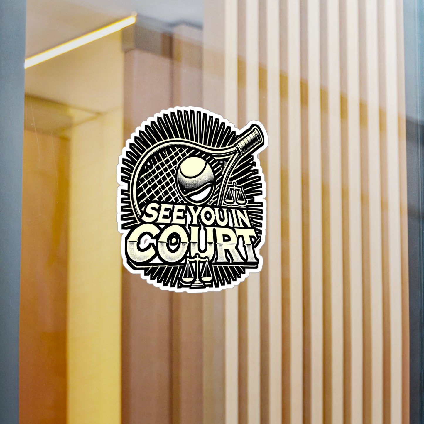 See You In Court – Tennis Vinyl Sticker for Car, Laptop, or Water Bottle | Lawyer Gift, Court Decal