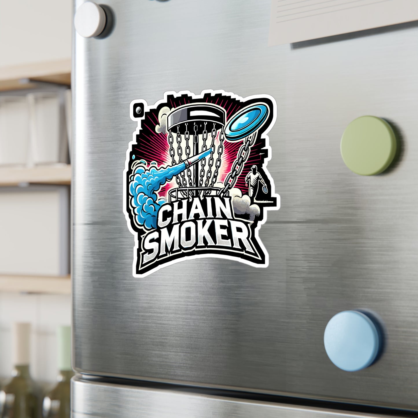 Chain Smoker - Disc golf Sticker for Laptop Sticker. Water Bottle Sticker, Vinyl Chain smoker Decal - Disc golf Gift