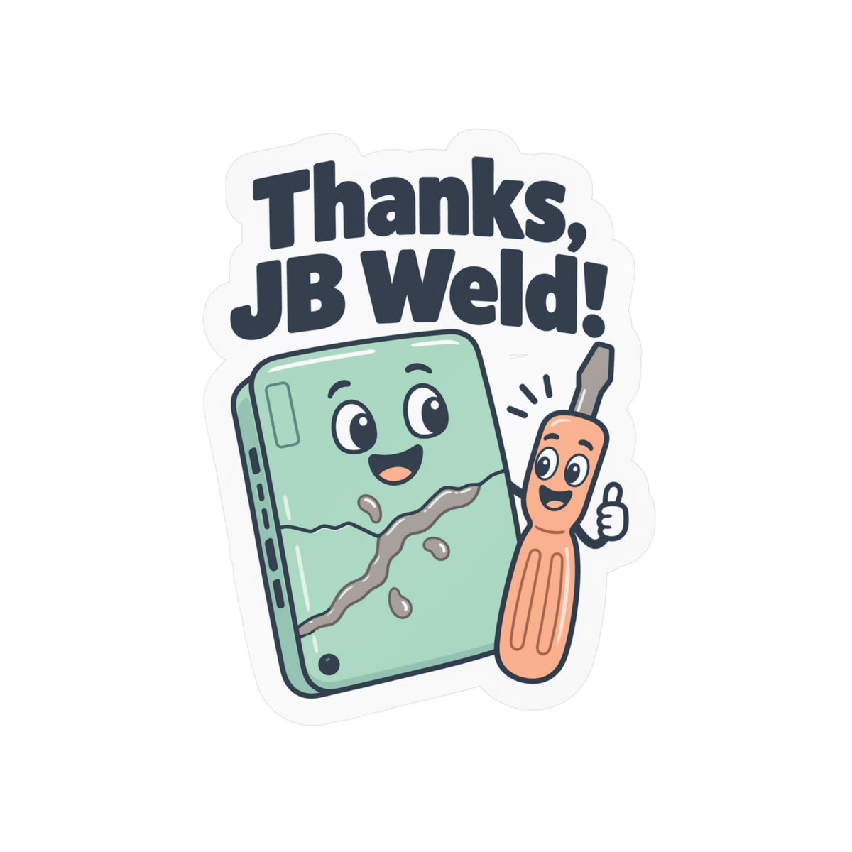 Upcycling Sticker - Thanks Jb Weld Design, Recycling Art Decals for Laptop and Water Bottle, Celebrating Sustainability