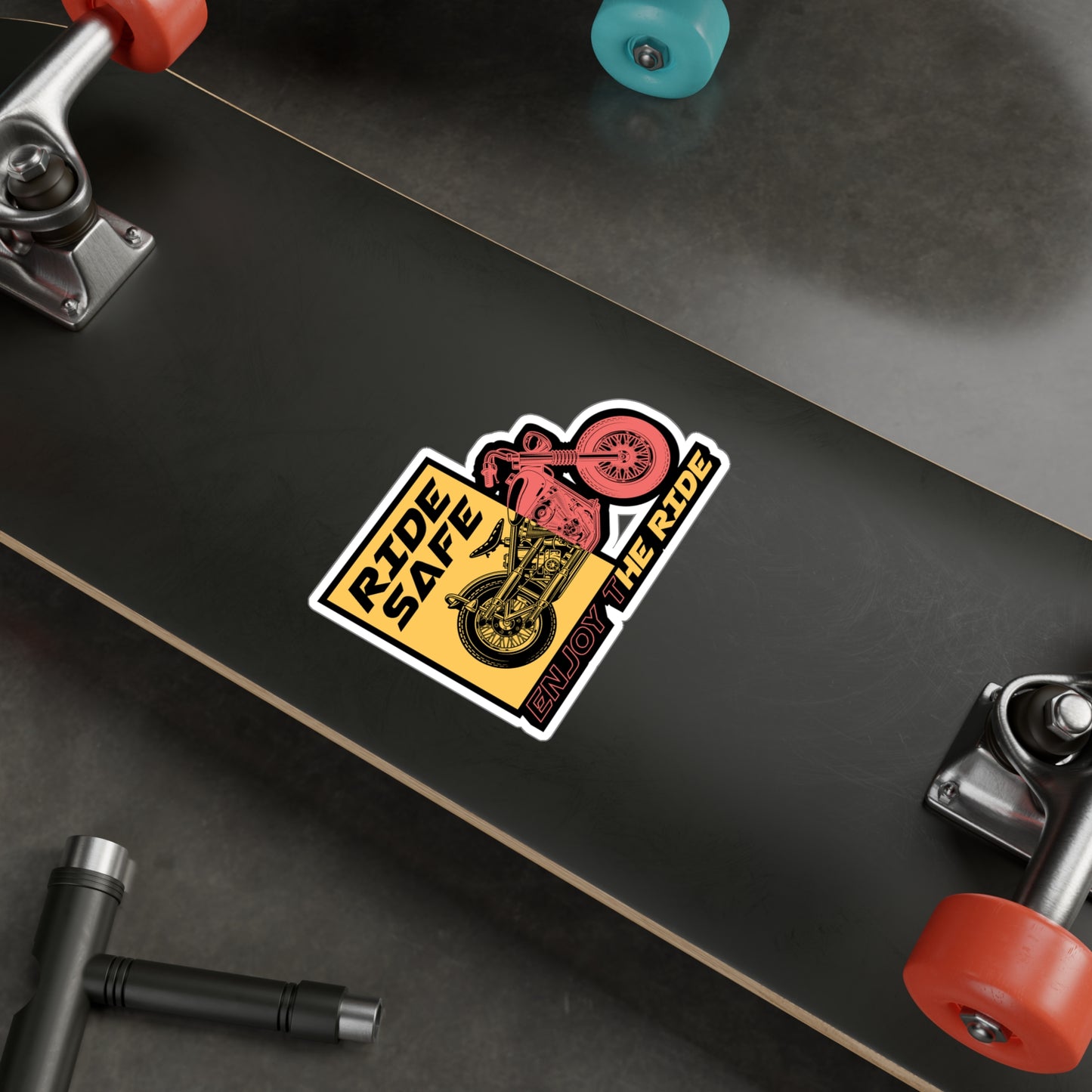 Ride safe enjoy the ride - Motorcycle Sticker for Laptop Sticker. Water Bottle Sticker, Vinyl Biker Decal - Motorcycle Gift