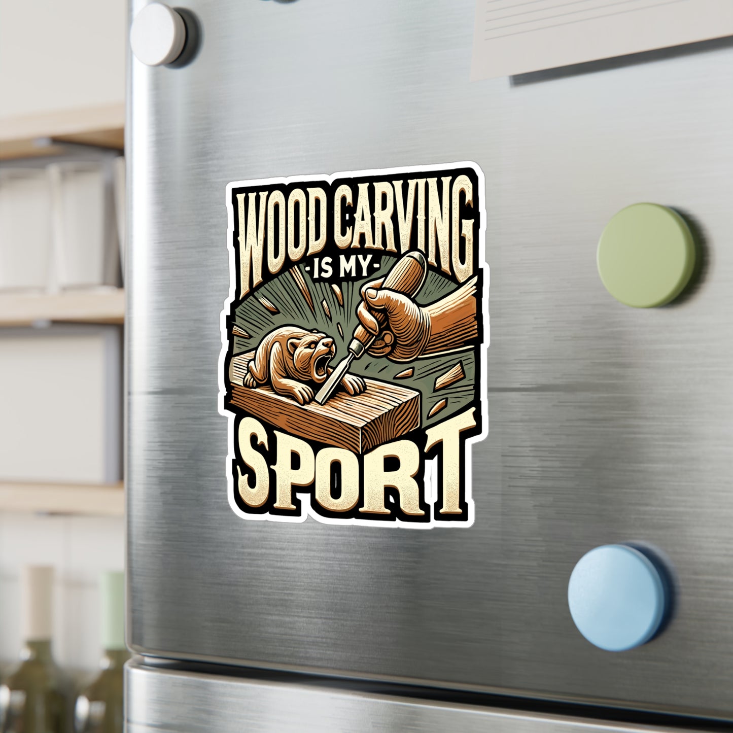 Wood Carving Is My Sport - Wood carving Sticker for Laptop Sticker. Water Bottle Sticker, Vinyl Woodworking Decal - Wood carving Gift