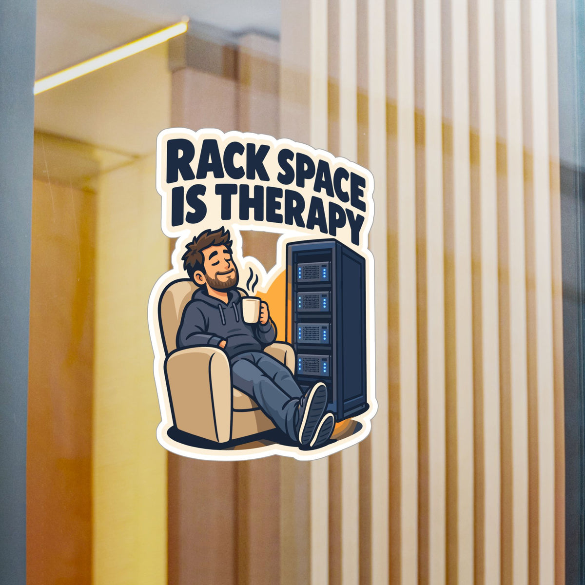 tech Sticker – Rack Space Is Therapy, Reboot Button and Bandage Humor Decals for Laptop and Water Bottle