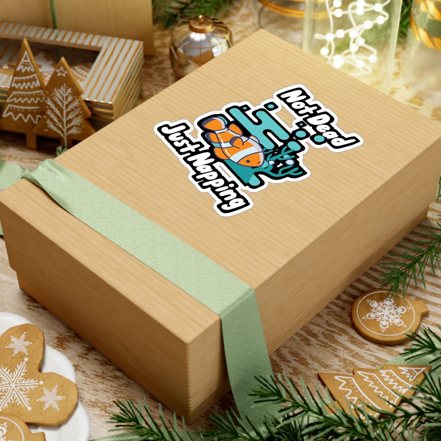 Not Dead Just Napping - Aquarium Sticker for Wall, Laptop, Window, Truck, Car Aquarium Gift Vinyl Fish Decal Sticker