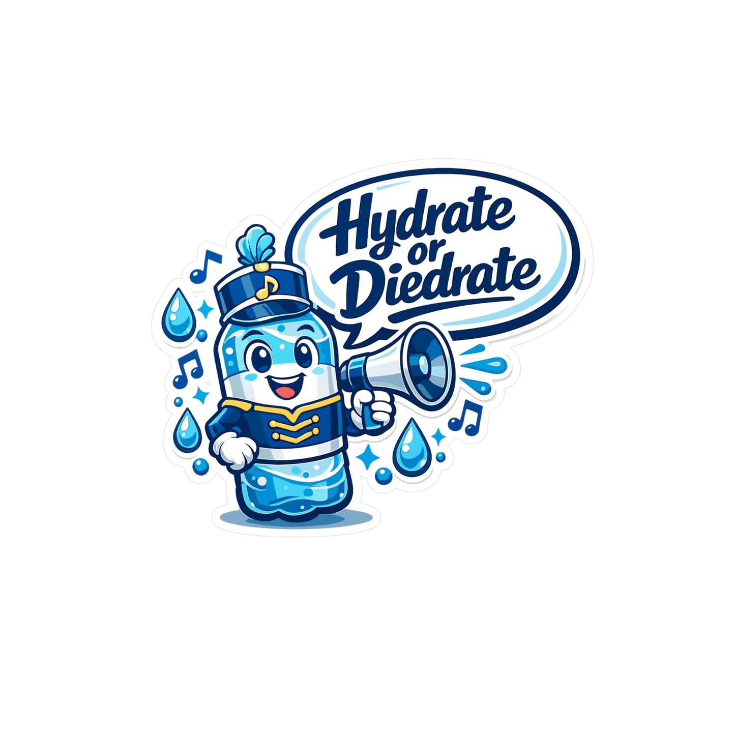 Marching Band Sticker Hydrate or Diedrate Funny Drummer Band Director Mellophone Vinyl Waterproof Decals for Laptop Water Bottle