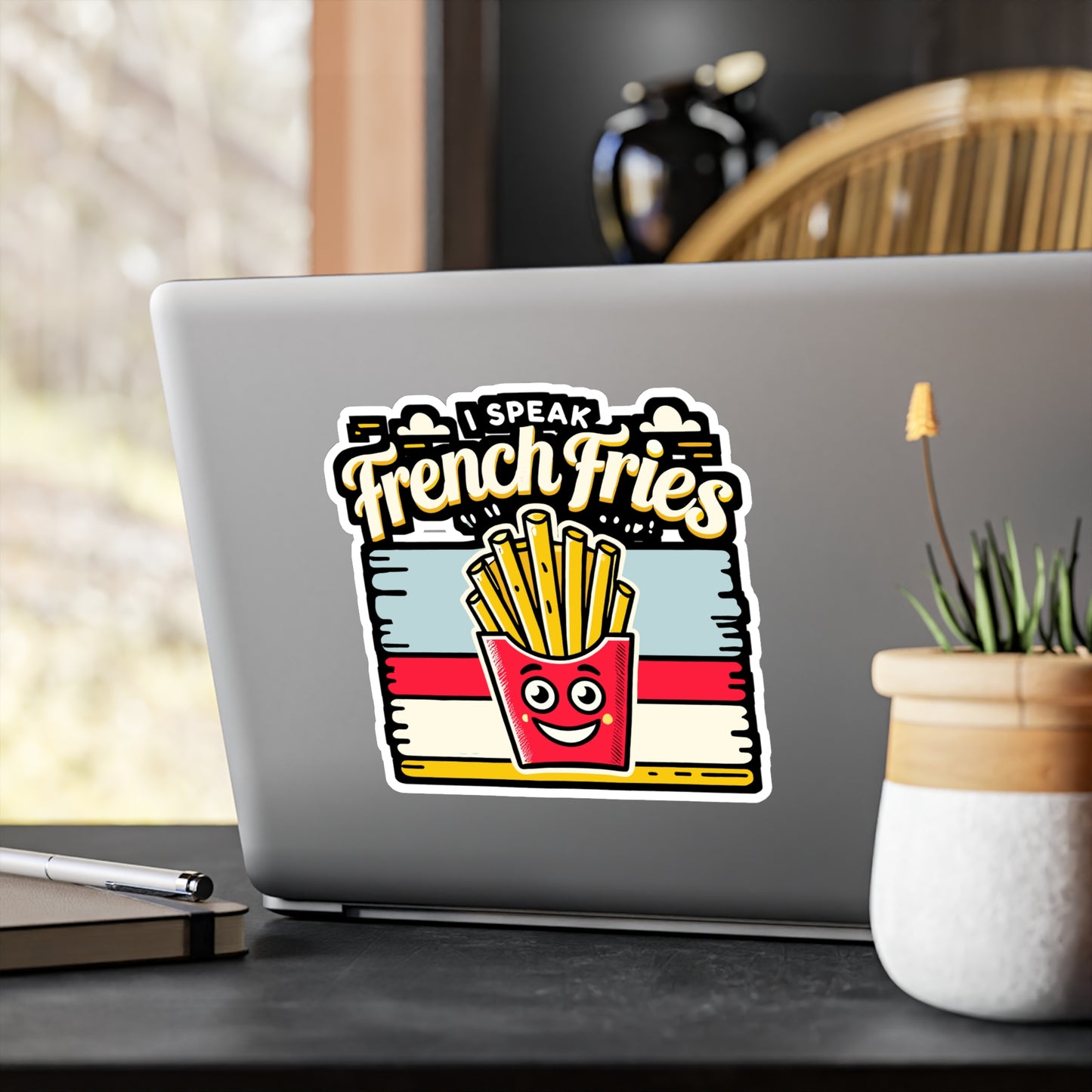 I Speak French Fries - French Sticker for Laptop Sticker. Water Bottle Sticker, Vinyl French Fries Decal - French Gift