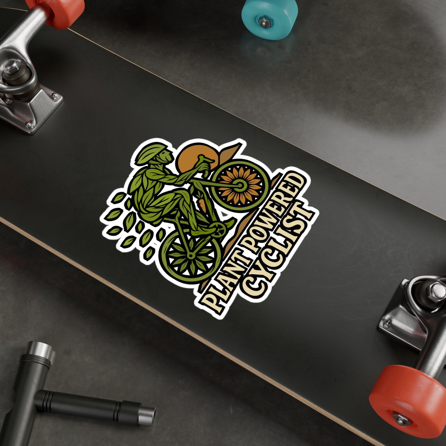 Plant Powered Cyclist – Vegan Cycling Sticker for Laptop or Water Bottle | Eco Biker Gift, Vinyl Decal