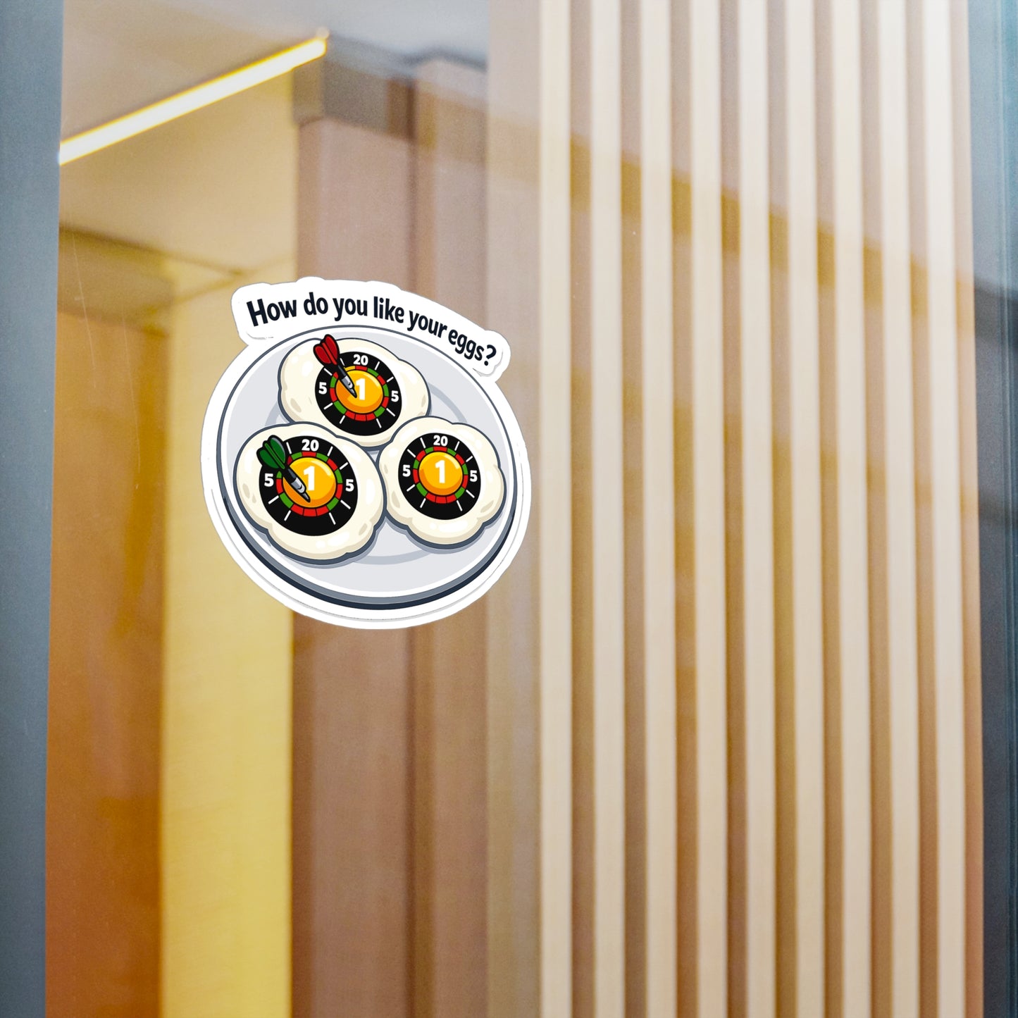 Dart Sticker How do you like your eggs? Funny Dartboard Drinking Team Arrow Vinyl Waterproof Decals for Laptop Water Bottle