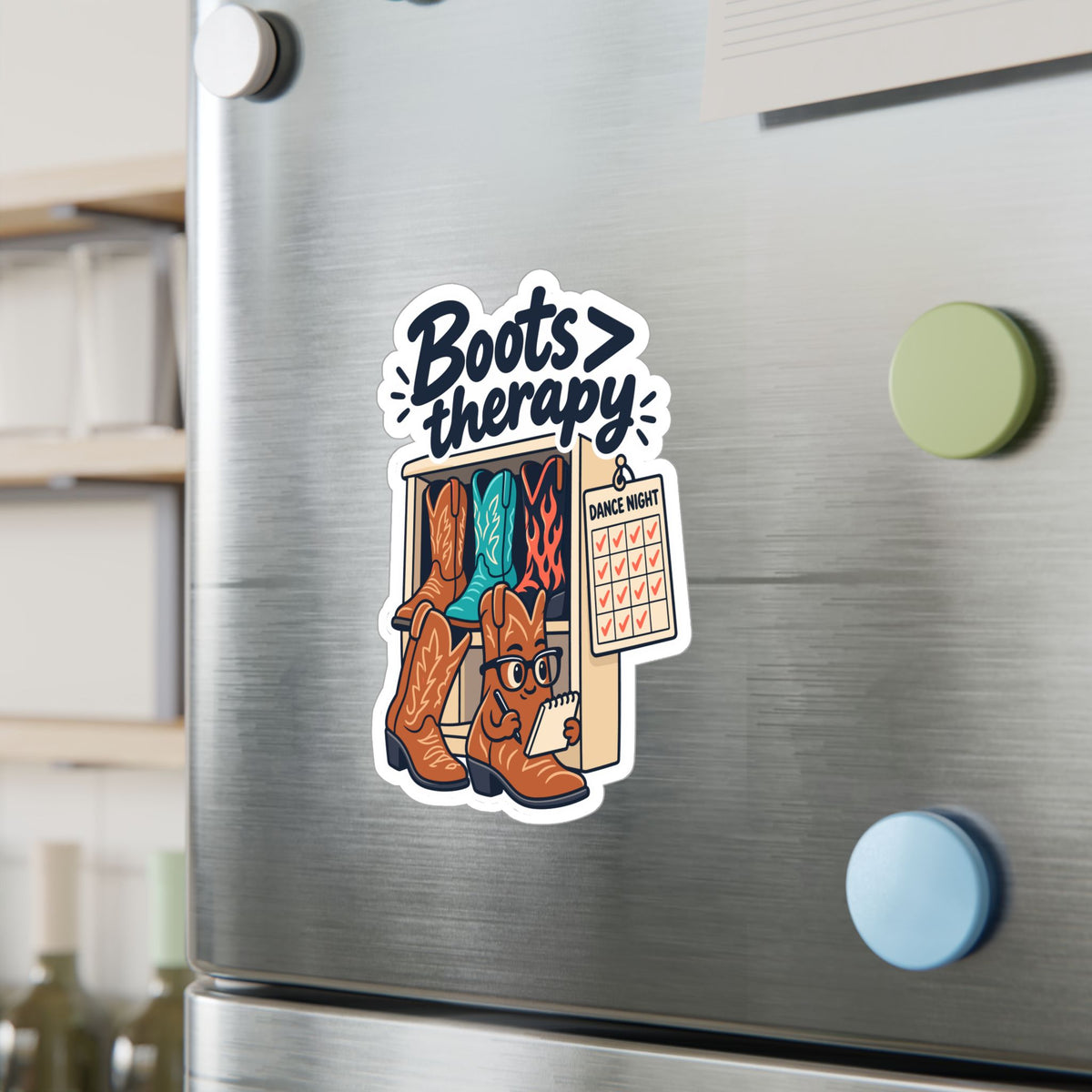 Line Dance Sticker - Boots Over Therapy for the Country-Life Dancer, Western Decals for Laptop and Water Bottle