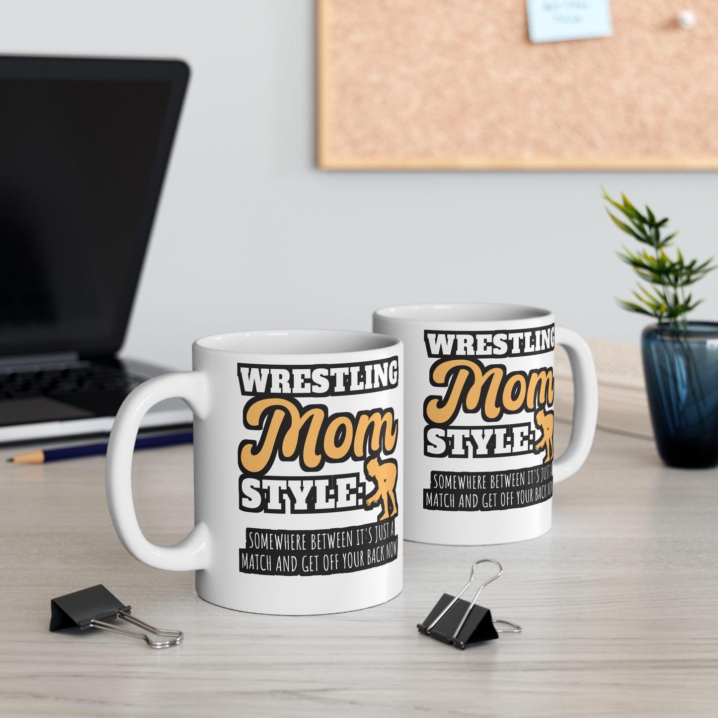 Wrestling Mom Style - Wrestle Mug for Coffee 11oz. Wrestle Cup, White ceramic, Wrestling Mug, Offense Tea Cup - Wrestle Gift