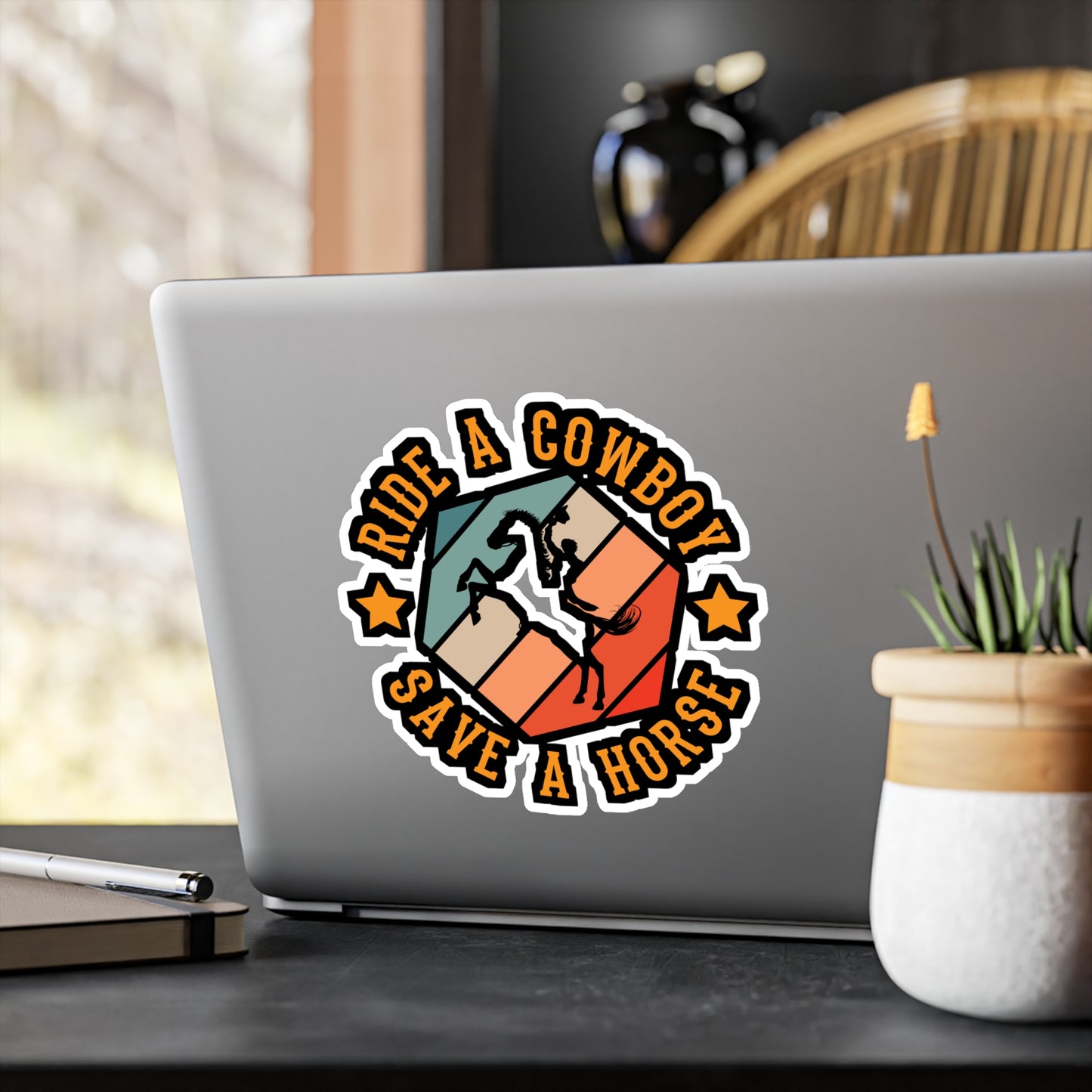 Ride A Cowbow Save A Horse - Cowboy Sticker for Laptop Sticker. Water Bottle Sticker, Vinyl Cowgirl Decal - Cowboy Gift