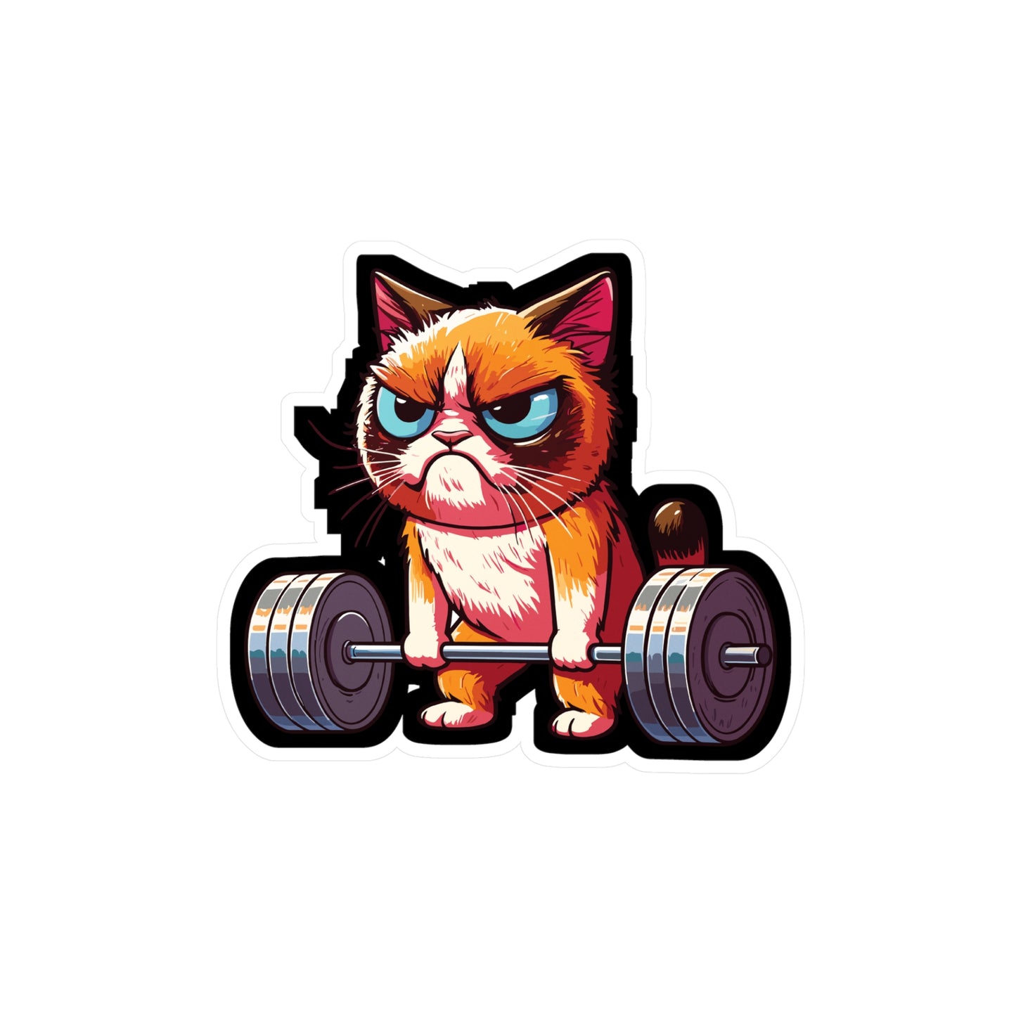 Deadlift Cat Bodybuilding - Weightlifting Sticker for Laptop Sticker. Water Bottle Sticker, Vinyl Muscles Decal - Weightlifting Gift