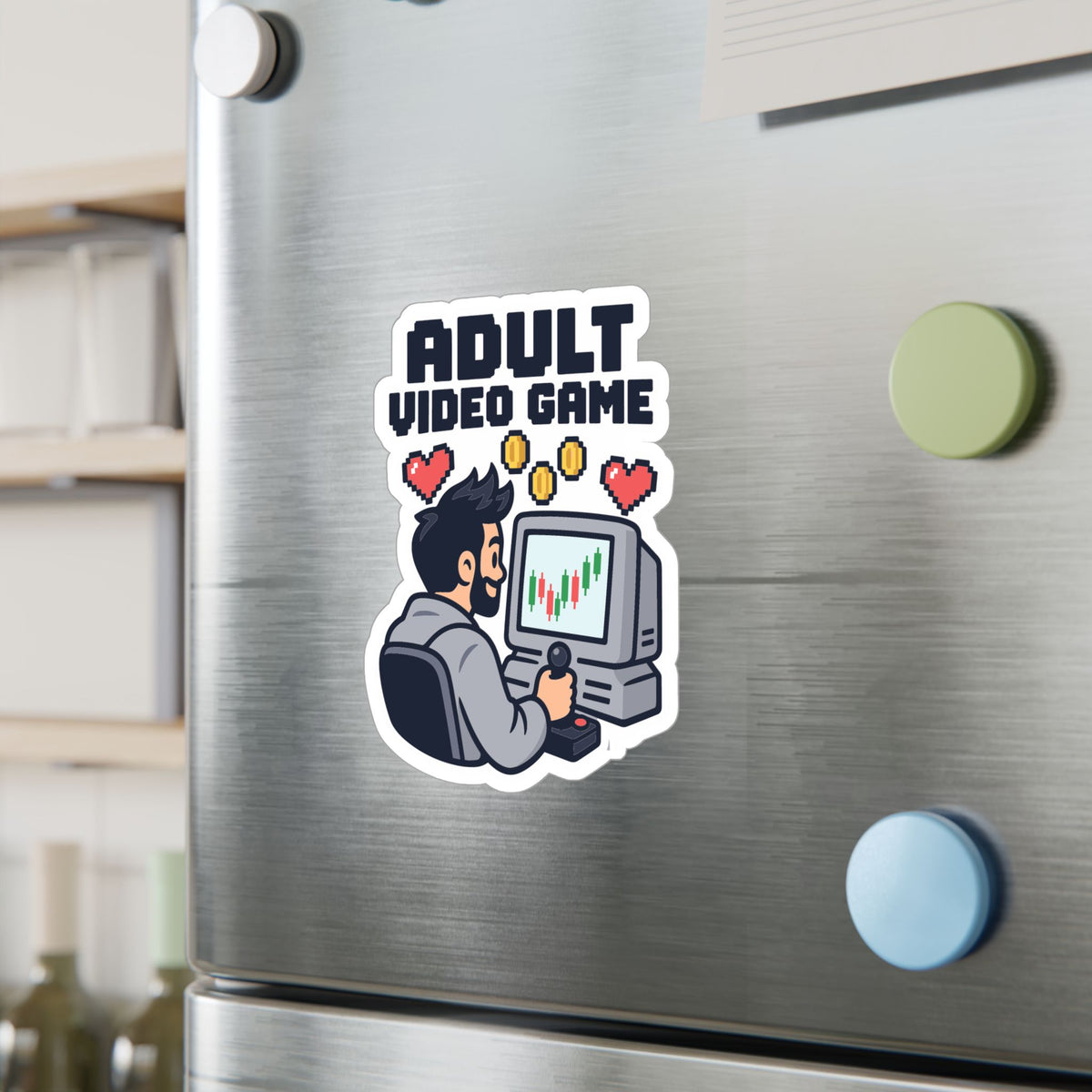 Day Trading Sticker - Adult Video Game Design for the Stock Market and Forex Trader, Laptop and Water Bottle Decals