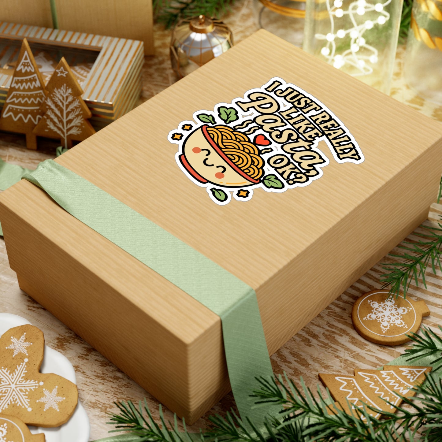 I Just Really Like Pasta, Ok? – Funny Pasta Sticker for Laptop, Water Bottle & Notebook | Vinyl Spaghetti Decal, Food Lover Gift