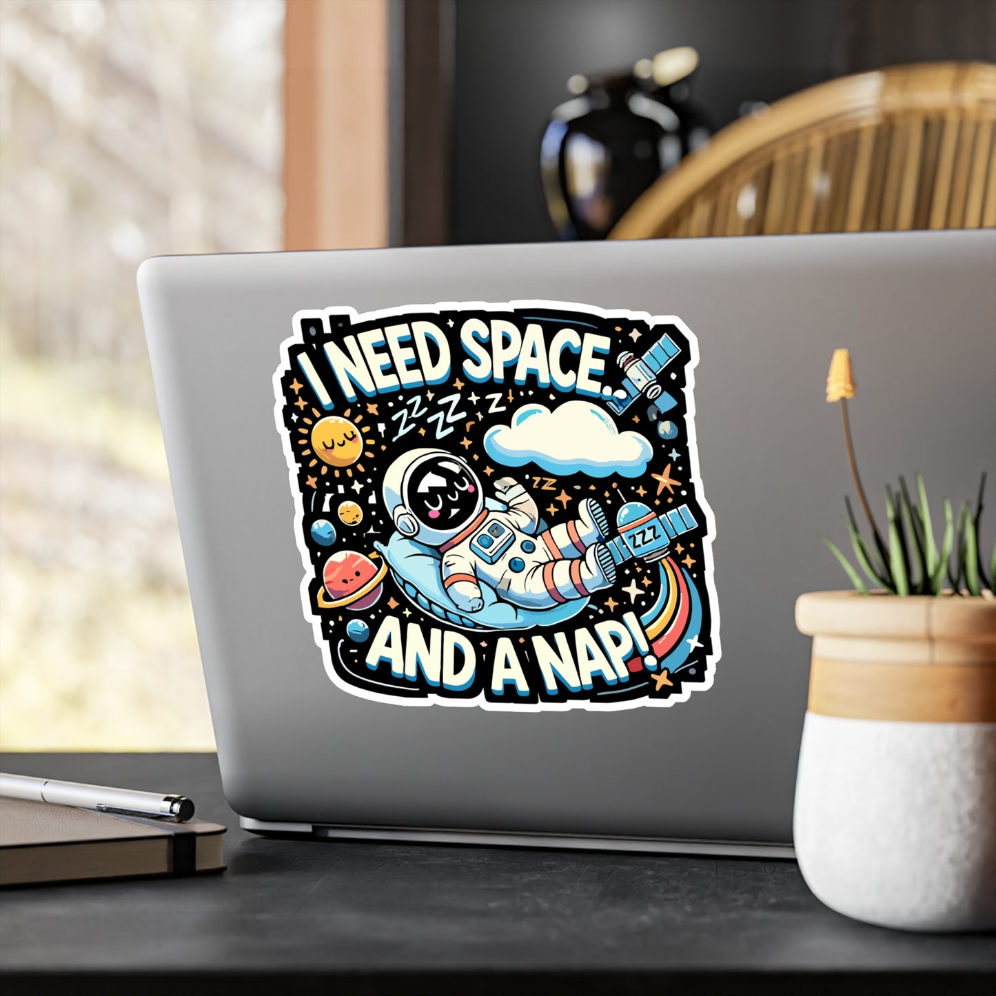 I Need Space and a Nap - Astronaut Sticker for Laptop Sticker. Water Bottle Sticker, Vinyl Nap lover Decal - Astronaut Gift