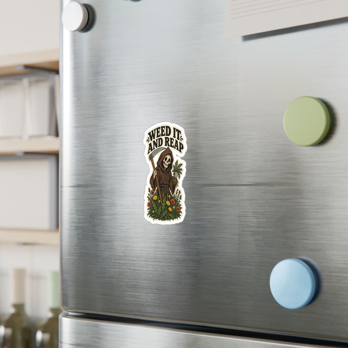Plants Sticker - Weed It And Reap Dandelion Design, Nature-Inspired Friendship Decals for Laptop and Water Bottle